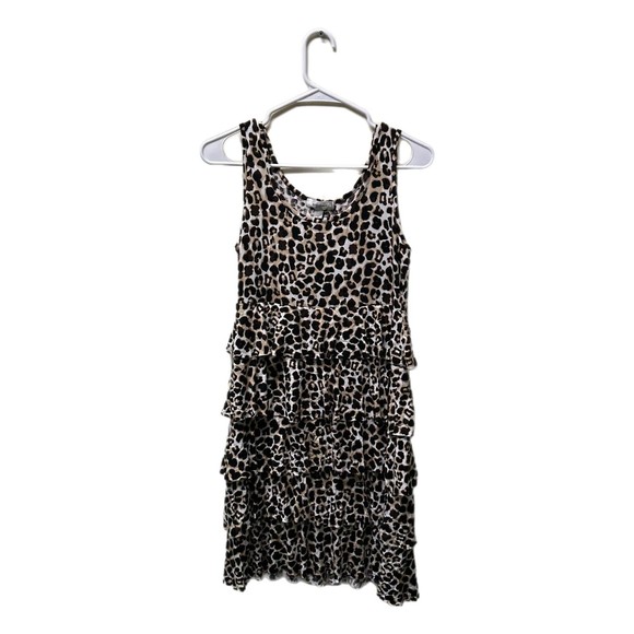 Dress Barn Leopard Print Sleeveless Ruffled Dress, Size 10, Pre-owned - Picture 3 of 7